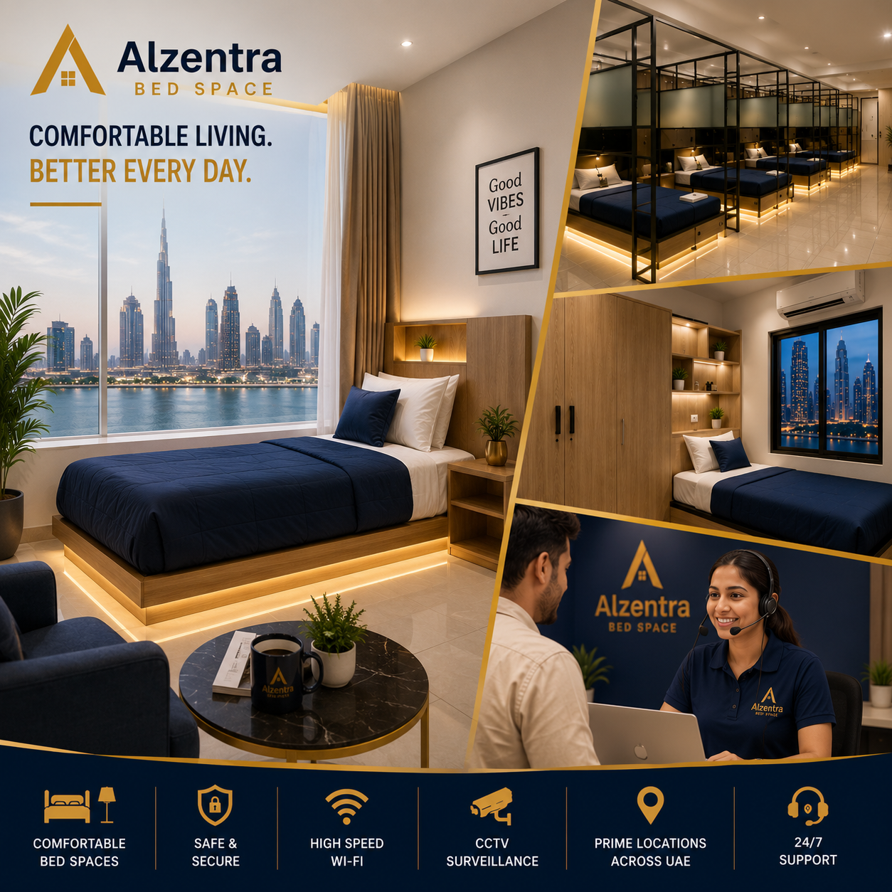 Clean and well-managed partition room bed space in Dubai